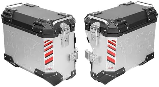 Motorcycle Side Case Set 35L and 30L for Harley-Davidson Pan America 1250 (2021-) Aluminum Alloy Motorbike Tail Box with Leather Lining, Waterproof Detachable Motorcycle Side Case Set Box