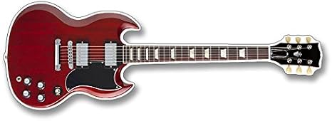 Red SG Style Guitar Shaped Sticker (Guitarist Electric Play Band Rock Angus) (2 x 6 inch)