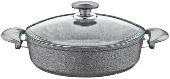 Oms Granit Karnıyarık Tencere 22x7 Gri Cam Kapak - 152.3310.01.02-22-GRİ