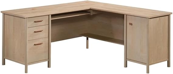 Sauder Whitaker Point Engineered Wood L-Desk in Natural Maple Finish
