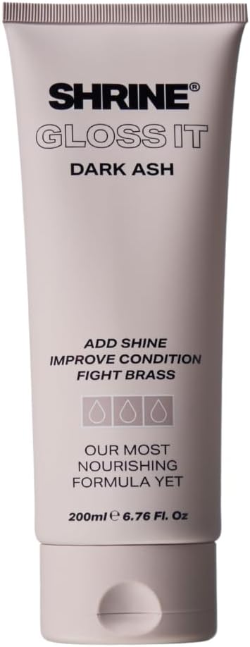 SHRINE Gloss It DARK ASH Colour Depositing Hair Mask | 200ml | Anti-Brass Hair Mask | Neutralises Yellow Tones | Mirror Shine | Deep Conditioning | Lasts Up To 10 Washes