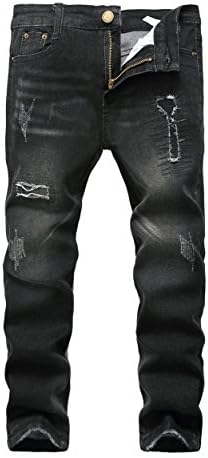 Boys Skinny Fit Ripped Destroyed Distressed Stretch Slim Jeans Pants
