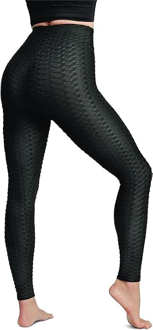 Hy-Impact Peach High-Waisted Leggings for Women, Contour Fit TIK Tok, Butt Lifting & Tummy Tucking Pants for Home, Yoga, Gym & Exercise - Black (L)