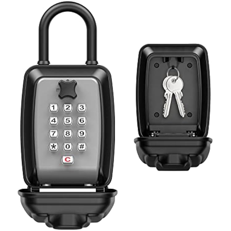 AMIR Extra Large Lock Box - Push Button Combination Lock with Resettable 12-Digit Code, Wall Mounted Key Hider Safe Box for Home & Hotels