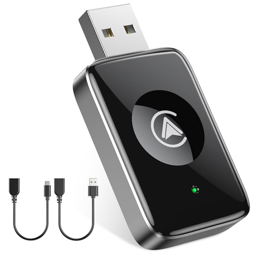 Wireless Carplay Adapter for iPhone & Android, Mini 2-in-1 CarPlay Dongle, Plug & Play, No Delay, Convert Wired to Wireless Bluetooth Apple Carplay, with USB&USB-C, for Apple iOS 10 and 2016 Cars