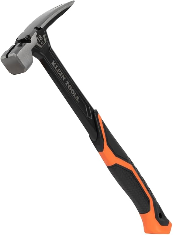 Klein Tools H80918S Smooth Face Framing Hammer with Straight Claw, 18-Ounce Forged Steel, Magnetic Nail Starter and Extra-Large Squared Strike Face