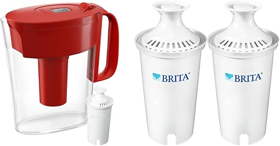 Brita Water Filter Pitcher Bundle with Standard Replacement Filters (2 Count)