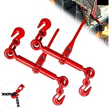 Ratchet Chain Binders 5/16'' - 3/8 | 5/16 Inch Load Binder with 5/16 Inch Grab Hooks | Tie Downs for 5/16 Transport Chain | 5400 Lbs Working Load Limit- Heavy Duty Ratchet Binders(2 Pack)
