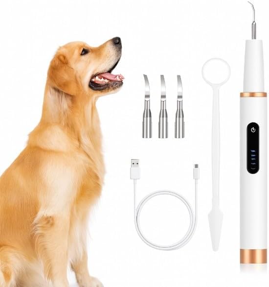 Dog Teeth Cleaning Kit, Rechargeable Pet Oral Care Tool for Dogs & Cats, 5 Cleaning Modes, USB-C Rechargeable, IPX6 Waterproof, Portable Dental Care Kit for Daily Teeth Cleaning