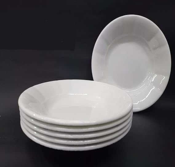 12 Adet Beyaz Oluklu Melamin Çukur Yemek Tabağı 18x3cm Pilav, Kuru Nohut Çok Hesaplı Sulu Yemek Kabı