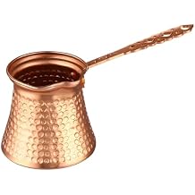 Vintage Greek Arabic Coffee Pot, Aluminum Cezve with Long Hammered Handle, Traditional Briki