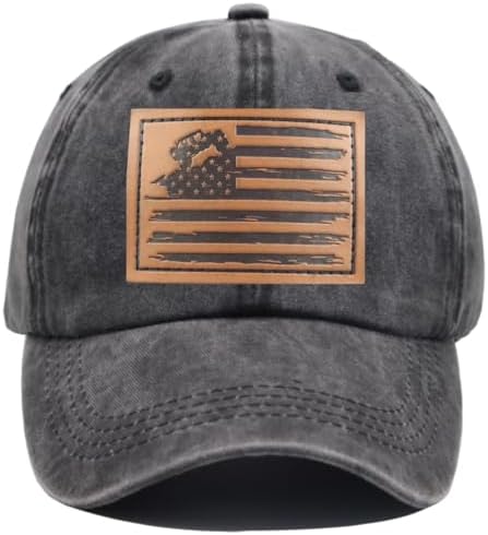 HHNLB American Flag Trucker Hat, Adjustable USA Flag Car Baseball Cap Distressed Retro Washed for Men Women