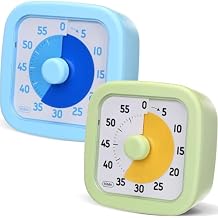 AmazingSpark 2 Pack Visual Timer 60 Minute Countdown Timer Colored Countdown Clock for Homeschool Supplies Study Tool, Classroom Home Office Time Management Tool (Classic,Blue,Green)