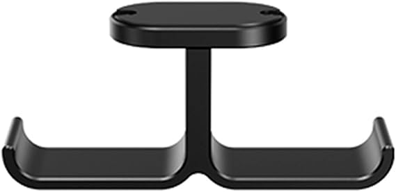 Double Headphone Stand Hanger Under Desk Mount Hook Storage Rack for Office and Home Space Saving Metal Bracket Black