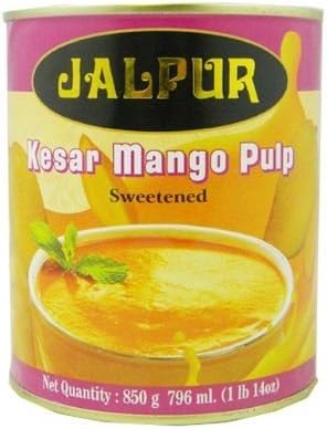Jalpur Millers Kesar Mango Pulp – 850g Tin | Sweetened Indian Mango Puree for Smoothies, Lassi, Baking & Desserts | Thick & Creamy Tropical Fruit Pulp – Premium Quality by Jalpur Millers