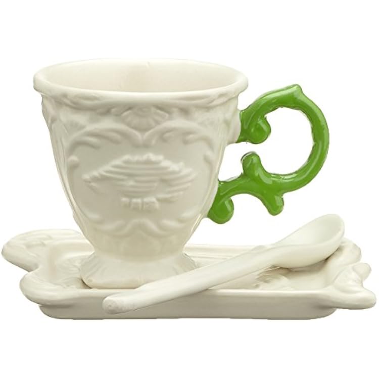 I-Wares Porcelain 3 Piece Coffee Cup & Saucer Set Color: Green