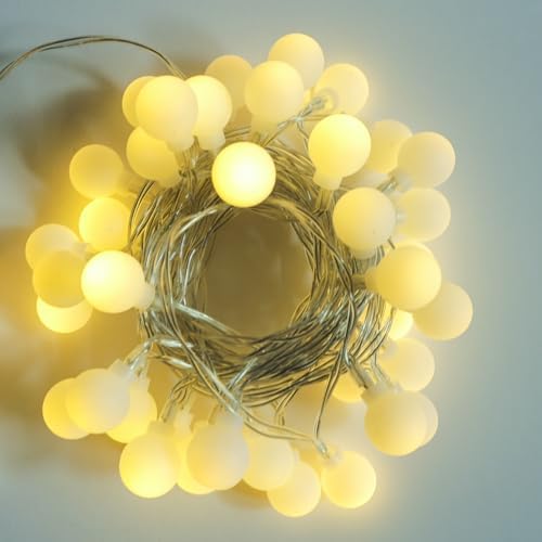 USB & Battery Operated Globe String Lights, 19.6 ft 40 LED Lighted Fairy Aesthetic Frosted Ball Bubble Light for Apartment Balcony Bedroom Dorm Classroom Indoor Outdoor Decir, Warm White