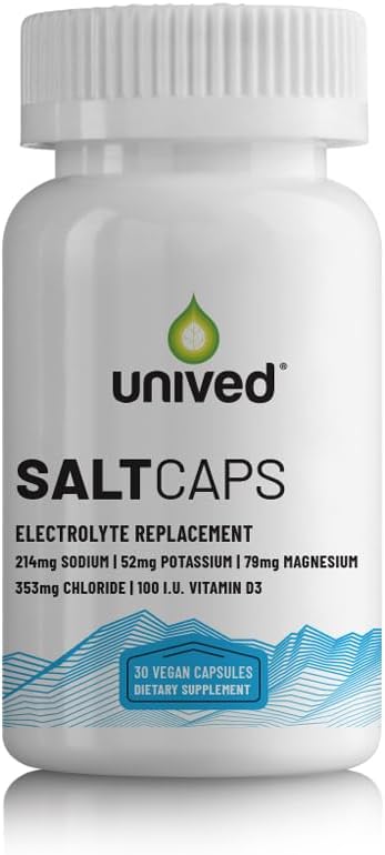 Unived Salt Capsules with Vitamin D3 | Salt Capsules with Electrolytes for Running, Endurance Sports Nutrition, Running Supplements | 30 Count Electrolyte Capsules