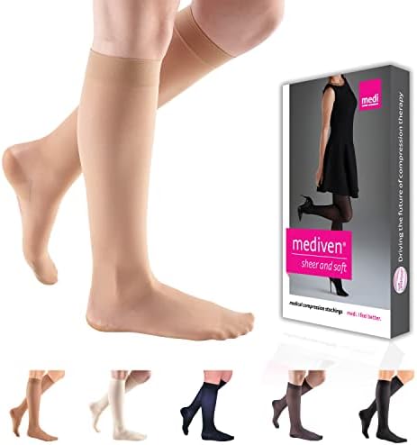 mediven for Sheer & Soft, 8-15 mmHg, Calf High Compression Stockings, Closed Toe