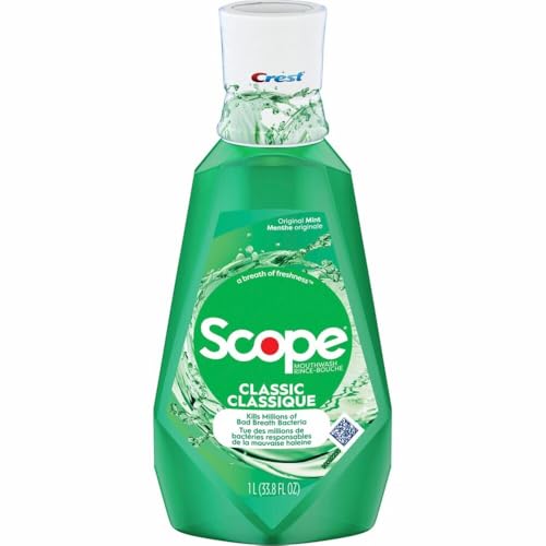 Crest 95662EA 1-Piece Scope 1L Bottle Mouth Rinse - Classic Mint