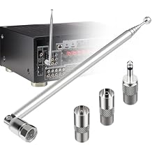 Aifeier ET FM Telescopic Antenna Kit, Indoor FM Radio Antenna DAB Radio Replacement Antenna, 75 Ohm F Type Connector with Adapter for Table Radio HiFi AV Stereo Receiver Mini System