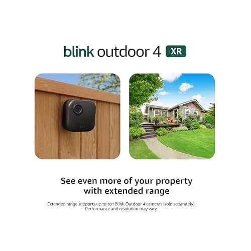 Blink Outdoor 4 XR two-year battery wireless camera with 4x security coverage, 1000 ft open-air range or 400 ft with typical use 2 camera system