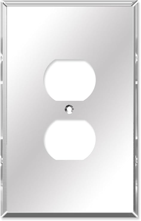 Art Plates - OVERSIZED Mirror Outlet Cover Wall Plate - 1 Gang Toggle Oversize Acrylic Mirrored Duplex Outlet Switch Plate Cover - 5.25" x 3.40" - One Gang Jumbo Reflective Wall Plate Cover