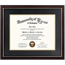 GraduationMall 11x14 Diploma Frame with Black over Gold Mat or Display 15x18 Certificate without Mat,Solid Wood & UV Protection Acrylic,Cherry Finish with Gold Trim
