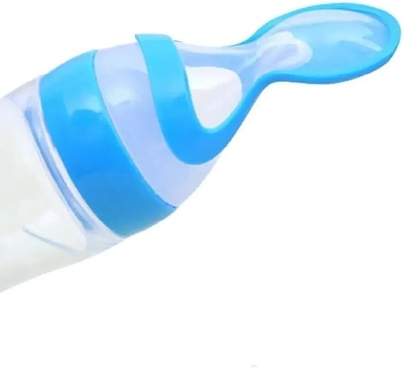 Bebek Kaşıklı Mama Biberonu, Sıkmalı Kaşık Biberon Yeni Doğan Ek Gıda Kaşık Biberon Bpa'sız (MAVİ)