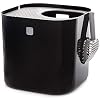 Modkat Top-Entry Litter Box - Covered Cat Litter Box with Swivel Lid - Full Height Seamless Base, Leak-Proof, Reduces Litter Tracking - Reusable Liner & Sifting Scoop Included (Black)