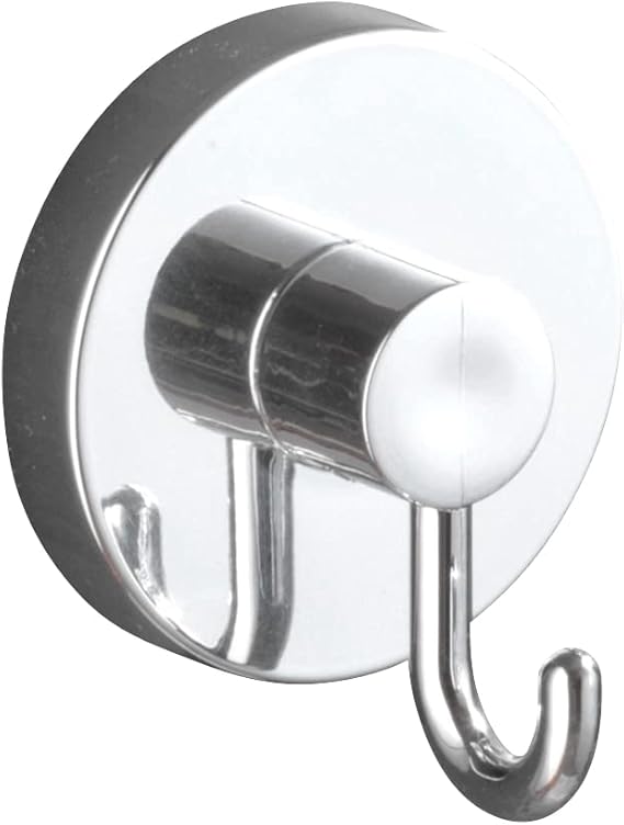 WENKO 20900100 Vacuum-Loc® hook - set of 2, fixing without drilling, Acrylonitrile-Butadiene-Styrene (ABS), 6 x 6.7 x 5 cm, Chrome