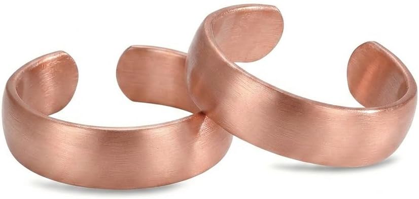 100% Pure Copper Rings for Women & Men (Two-Pack) Solid Raw Copper Uncoated Handmade Adjustable Open-End Tibetan Style Rings