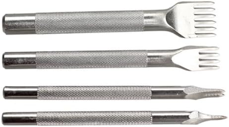 Vktech Stainless Steel1 2 4 6 Prong Diamond Chisel Leather Craft Tools Hole Punch Tool Set DIY