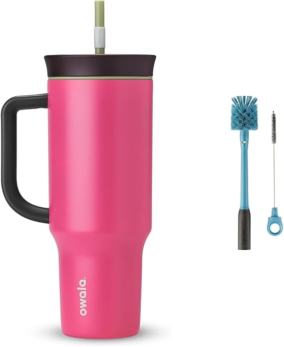Owala Stainless Steel Triple Layer Insulated Travel Tumbler with Spill Resistant Lid, Straw & 2-in-1 Cleaner Brush
