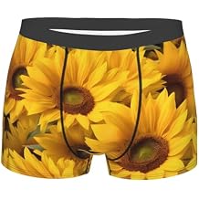 MELPHI Sunflowers Printed Men'S Flat Angle Underwear With A Spacecraft Design, Breathable And Lightweight Black