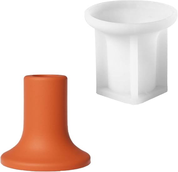 BOOWAN NICOLE Candlestick Holder Cement Silicone Mold Taper Candle Holder Concrete Molds Creative Design Ornaments Molds (SH0973)