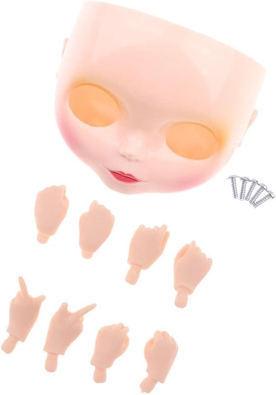 misppro Faceplate Head with Makeup Hands for 12'' RBL Blythe Doll DIY Part Accessory White Skin Plastic