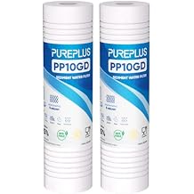 PUREPLUS 5 Micron 10" x 2.5" Whole House Grooved Sediment Home Water Filter, Replacement Cartridge for 10 inch RO Pre-Filter & RV Housing, AO-WH-PREV-R2, AP110, WHKF-G05,AB-SGR5M, GXWH20S,CFS10, 2Pack