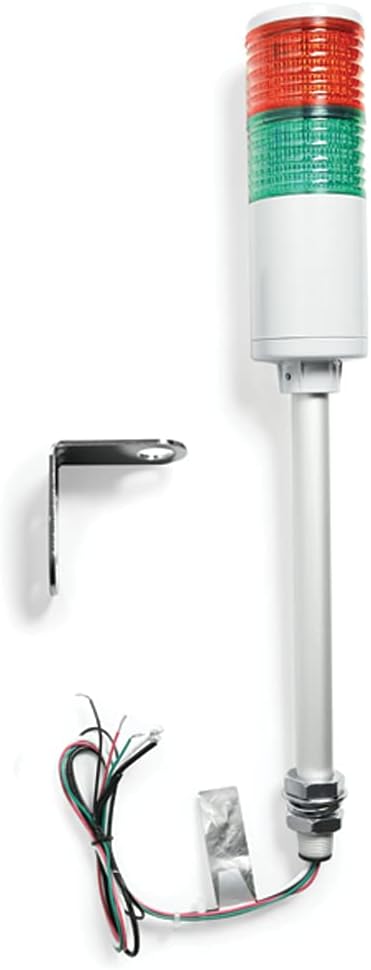 Signaworks LED 2 Stack Tower Light 120 VAC, Steady, RedGreen - Andon Tower Light, 10 Inch Threaded Pole and Right-Angle Bracket Only NO Power Cord OR Controls Included