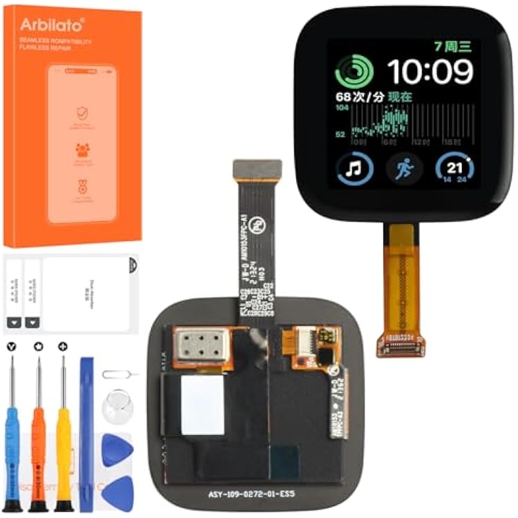Screen for Fitbit Versa 2 Smart Watch Screen Replacement for Versa 2 LCD Screen FB507 Touch Display Digitizer Assembly Repair PartsBlack No NFC