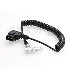 SZRMCC D-tap to 0B 2 Pin Male Coiled Power Cable for Teradek Bolt ARRI RED Paralinx Preston Transvideo SmallHD (Right Angle)