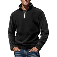 Mens Quarter Zip Pullover Fleece Long Sleeve Mock Turtleneck Sweatshirts Thermal Work Polo Shirt Winter Warm Sweater