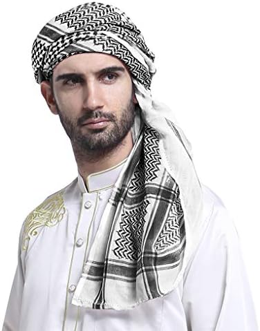 BXT Men Shemagh Arab Kafiya Keffiyeh Middle East Head Scarf Arabic Muslim Head WrapBlack
