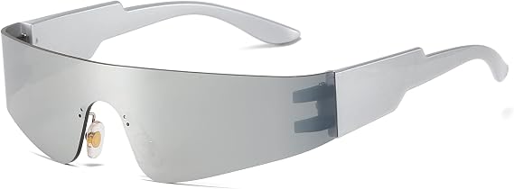 Wrap Around Sunglasses Women Men Flat Top Y2k Futuristic Glasses | Trendy,Fashion,One Piece,Shield Eyewear,Mirrored,Shades,Sun Glasses