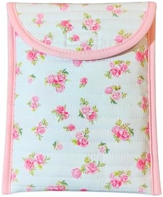 Quilted Kindle Sleeve Cover - Padded Cotton E-Reader Sleeve with Padding & Velcro Closure, Compatible with Kindle Basic, Paperwhite, and ColorSoft Petal Whisper - White