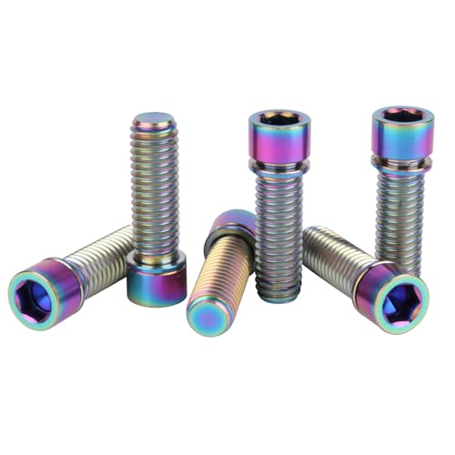 6Pcs Titanium M8 x 25mm Ti Bolt with Washer for Bicycle Stem