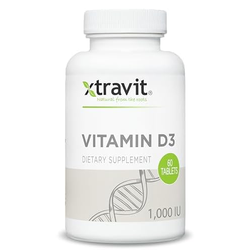 Vitamin D Supplement Natural Vitamins for Men & Women - May Support Bones, Immunity, Mood - Vegan, Non-GMO Supplements - No Gluten, Sugar, or Fillers, 1000IU of D3, 60 Tablets