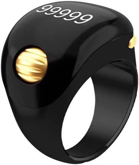 Golden Bead Tasbih Smart Ring, Tasbeeh Counters, Prayer Smart Ring, Electronic Rosary, Forgiveness Ring, Eid al-Fitr Eid al-Adha Ramadan Gift for Men Women Devout Person, iqibla zikr Ring