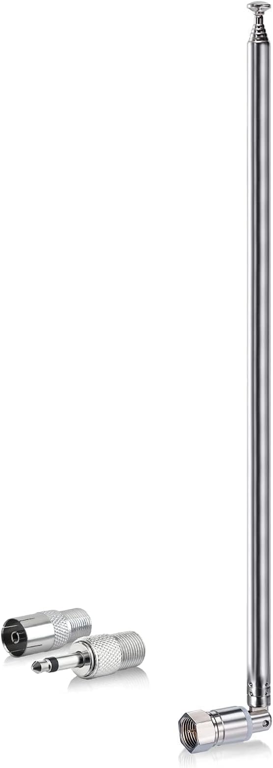 Bingfu DAB FM Antenna 7-Section Telescopic F Male for Stereo Receiver