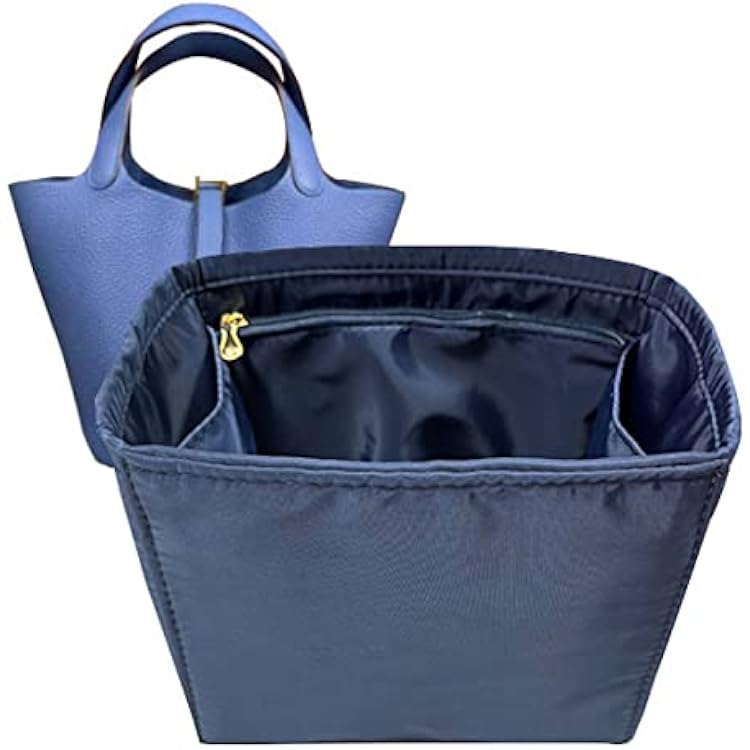 Purse Organizer Picotin 18 22 26 Insert Bags Makeup Handbag Inner Purse Portable base shaper Premium Nylon Picotin 18, navyblue